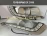 Ốp đèn gầm Ford Ranger  2016 , có đèn Led ban ngày trắng, có đèn Led theo xi nhan vàng