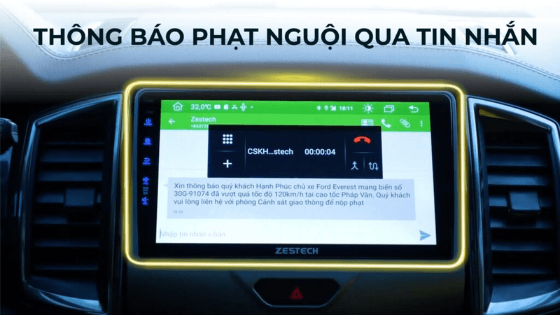 Thông báo phạt nguội trên màn hình Z900