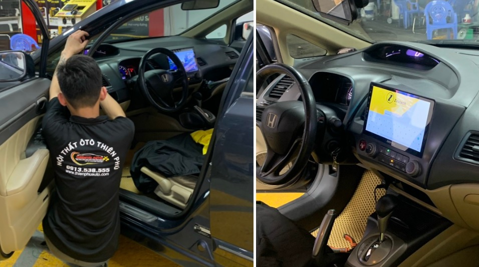 màn hình S100J lắp tại Thiên Phú Auto