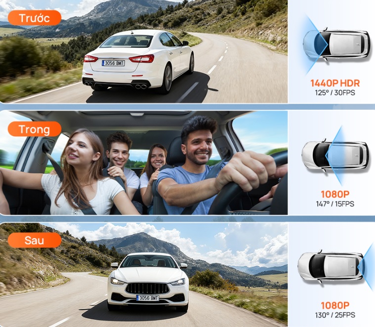 70mai T400 ghi hình 3 kênh toàn diện