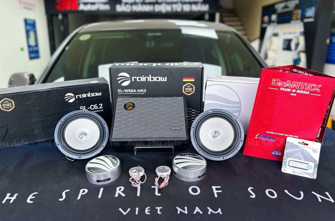 Combo âm thanh Rainbow 8 loa cánh cửa và 1 loa sub khuyến mại cách âm DrARTEX ảnh thực tế