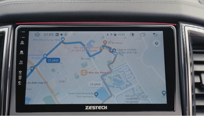 ứng dụng Google Map trên màn hình Zestech
