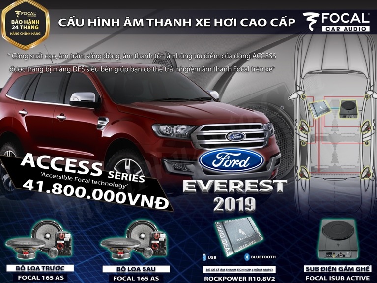 Độ loa Ford Everest 2019 Focal Pháp