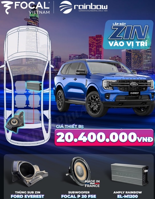 Độ loa sub hơi cho xe ford everest + amply