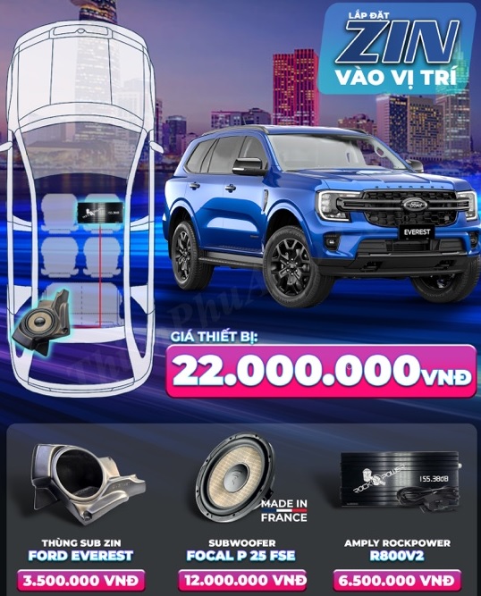 Độ loa sub hơi cho xe ford everest