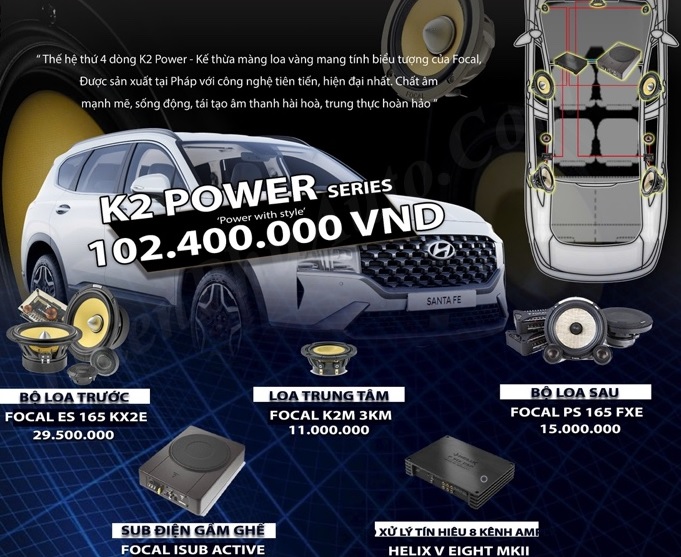 Combo nâng cấp âm thanh Santafe với 102.400.000 vnđ