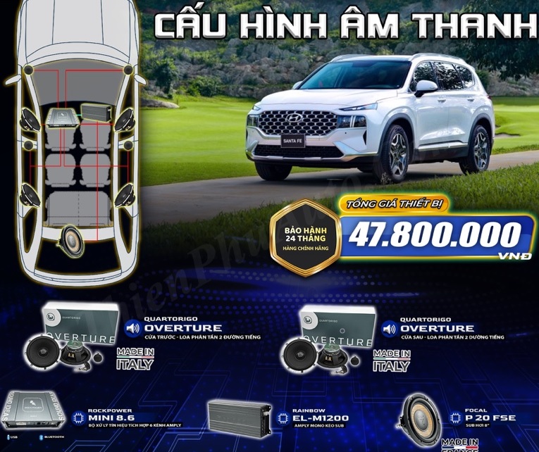 Combo nâng cấp âm thanh Santafe với 47.800.000 vnđ