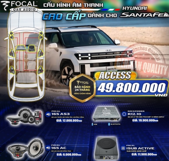 Combo nâng cấp âm thanh Santafe với 49.800.000 vnđ