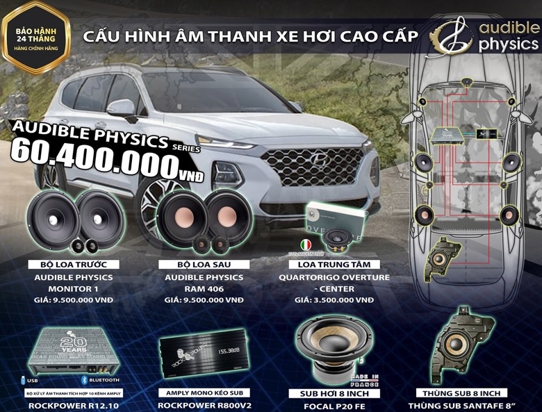 Combo nâng cấp âm thanh Santafe với 60.400.000 vnđ