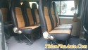Bọc ghế da cho xe Transit 2015, màu đen pha vàng bò, chỉ đỏ cao cấp