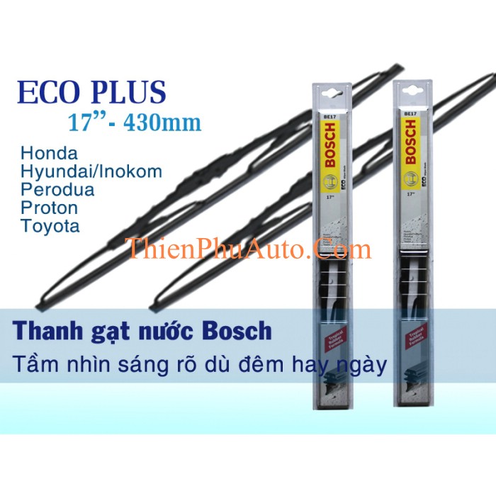 Gạt nước mưa ô tô cao cấp Bosch, sản xuất tại Đức, loại Eco Plus có xương thép, dài 17 inch