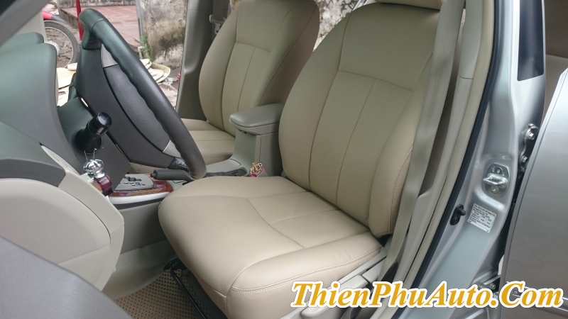 Bọc đệm ghế da cao cấp cho xe Toyota Altis , màu vàng kem, da công nghiệp loại 1