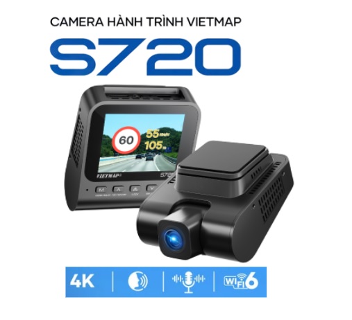 Camera hành trình Vietmap S720 | Ghi hình 4K - Cảnh báo giọng nói