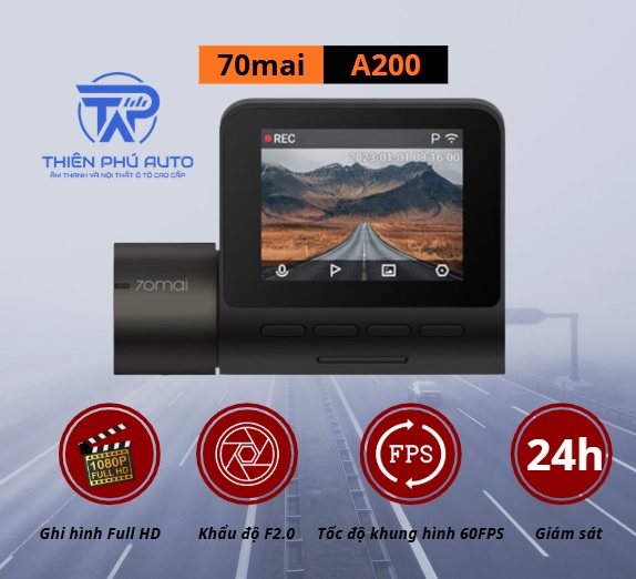 Camera hành trình 70mai A200| Ghi hình trước 1080P HDR - Sau 1080P