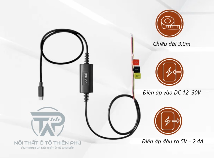 Bộ Hardwire Kit 70mai UP03 cấp nguồn trực tiếp cho camera hành trình 70mai chân Type-C