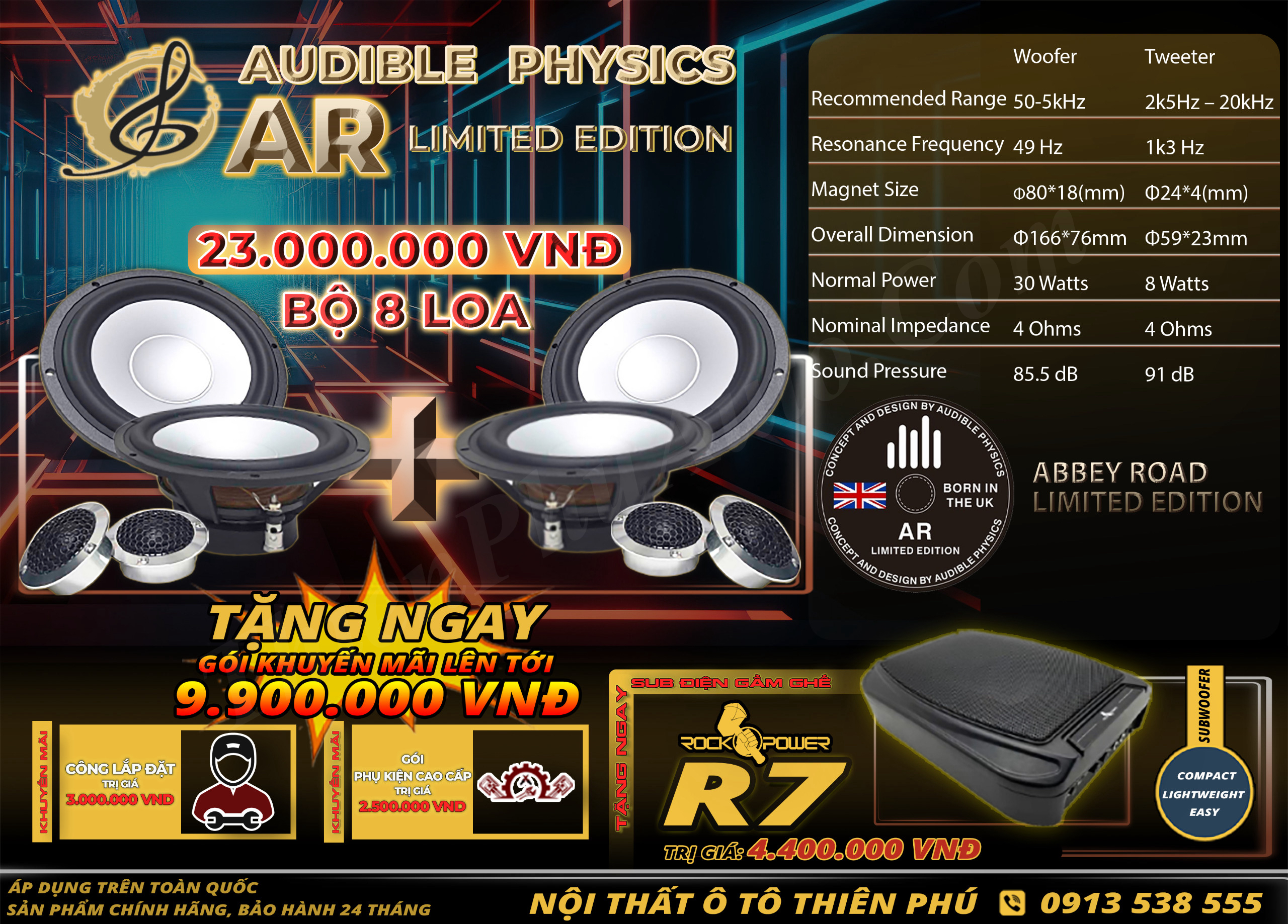 Combo Audible Physics  8 loa AR Limited tặng sub, công, phụ kiện