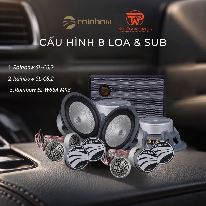 Combo âm thanh Rainbow 8 loa cánh SL-C6.2 - Loa sub MK3| OPTION C